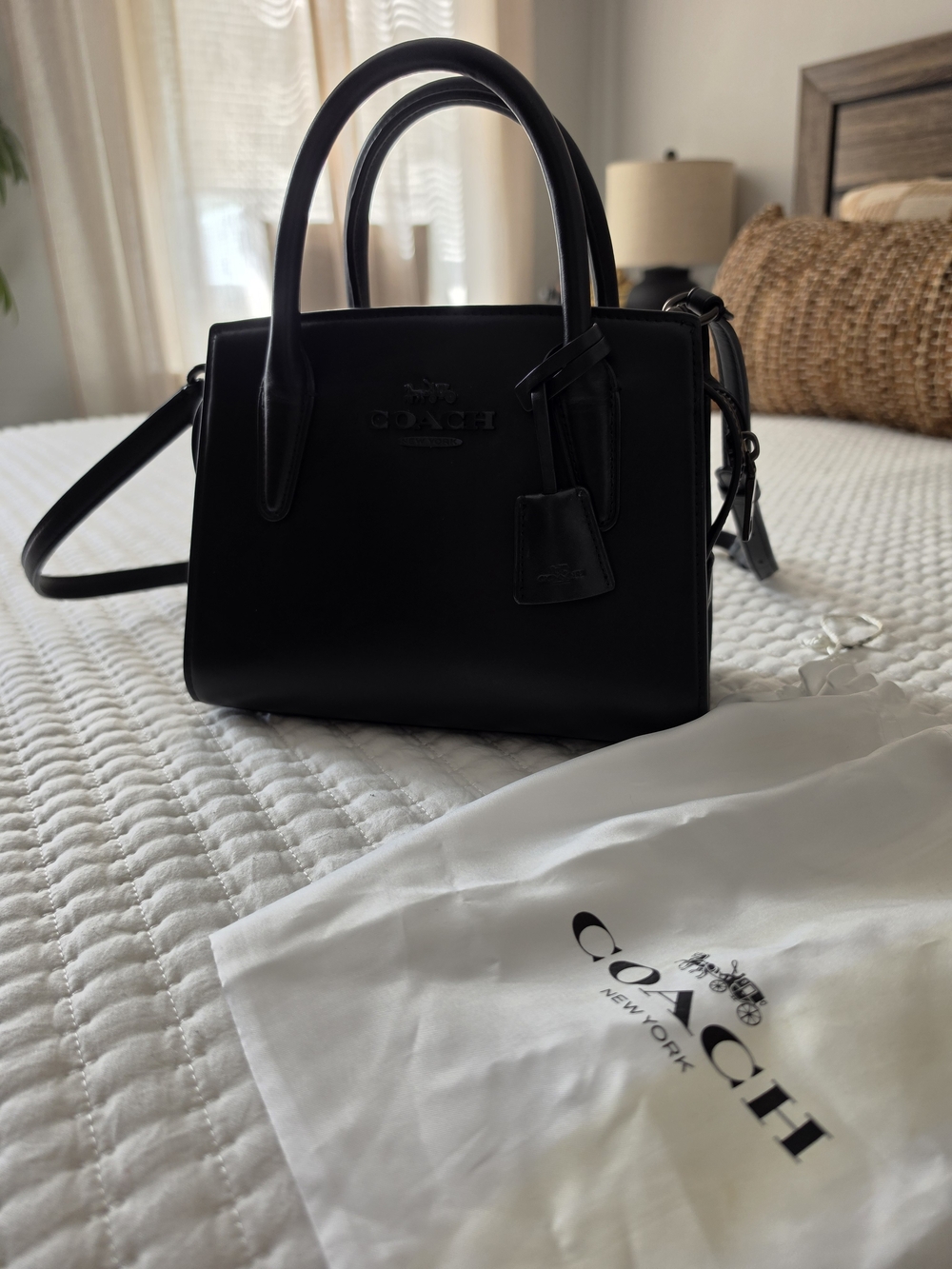 Coach Andrea Black Leather Medium Satchel - Picture 3 of 16